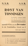 70001 Letteraffiche met de aankondiging van een lezing van Rost van Tonningen te Deventer. Rost van Tonningen ...