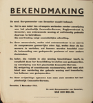 70018 Letteraffiche met de mededeling dat er onder geen beding leegstaande woonruimtes betrokken mogen worden., 1944-11-03