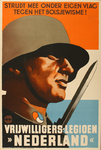 70027 Beeldaffiche van de Waffen SS. Rood-wit-blauw op de achtergrond en op de voorgrond een prominente figuur met ...
