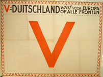 70034 Tweezijdige letteraffiche met pro-Duitse propaganda. Beide kanten zijn oranje en zwart bedrukt en eenvoudig van ...