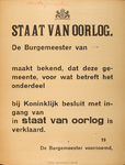 70047 Letteraffiche, met een verklaring van staat van oorlog, dat gedeeltelijk met een stempel van Deventer is ...