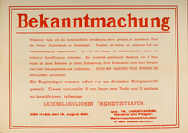 70072 Duitstalig rood letteraffiche uit 1941. Een bekendmaking waarin duidelijk wordt gemaakt niet met de vijand (lees; ...