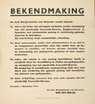 70126 Letteraffiche met de tekst: 'BEKENDMAKING De wnd (waarnemend, red) Burgemeester van Deventer maakt bekend: 1e. ...