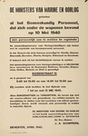 70131 Letteraffiche dat het geneeskundig personeel oproept om zich te melden., 1945-05-05