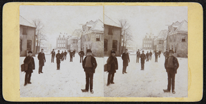 47 Bergschild in de sneeuw. Stereokaart op geel karton, 1880-01-01