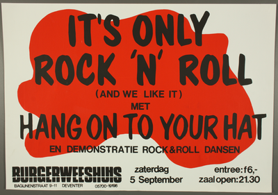 110 Aankondiging optreden van de rock & rollband Hang on to your Hat + een demonstratie rock & roll dansen.Entree ...