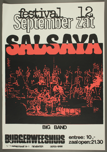 113 Aankondiging optreden Salsaya Big Band i.h.k.v. het September Festival.Muziekstijl: salsa.Entree: F.10,-.Aantal ...