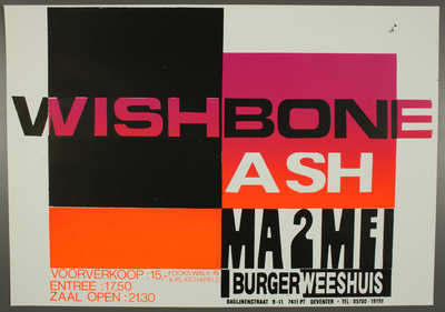 154 Aankondiging optreden van de legendarische groep Wishbone Ash.Muziekstijl: symphonische hardrock.In het ...