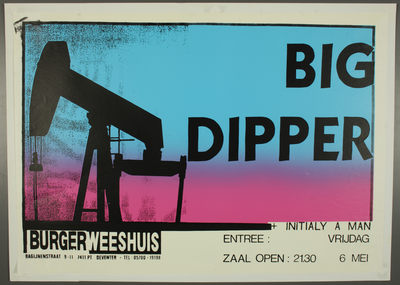 155 Aankondiging optreden van de Amerikaanse band Big Dipper met in het voorprogramma Initially a Man.Aantal bezoekers: ...