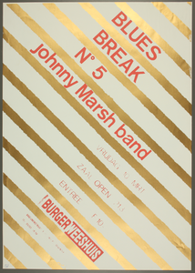 216 Aankondiging optreden Johnny Marsh Band Blues Break no.5 .In het voorprogramma Blues Generation.Entree: ...