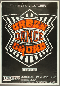 253 Aankondiging concert van de Nederlandse Rap-band Urban Dance Squad met in het voorprogramma The Predators.Entree: ...