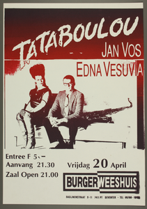 301 Aankondiging optreden van Jantje Vos & Etna Vesuvia met Tataboulou .Tekst: o.a. Wim T. Schippers.Gimmick ...