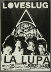 349 Aankondiging optreden van de Nederlandse band La Lupa (gitaarrock), met in het voorprogramma de Nederlandse groep ...