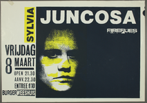 354 Aankondiging optreden van Amerikaanse Sylvia Juncosa; muziekstijl: metal, acid rock, punk.In het voorprogramma de ...