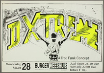359 Aankondiging optreden van D-Extreme, met in het voorprogramma Free Funk Concept.Entree: F.10,-.Aantal bezoekers: ...