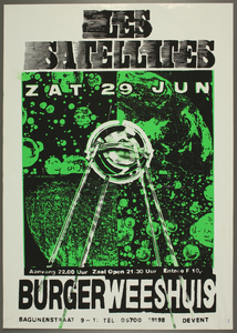397 Aankondiging optreden van de Franse band Les Satelittes.Muziekstijl: alternatieve rock.Entree: F.10,-., 1991-06-29