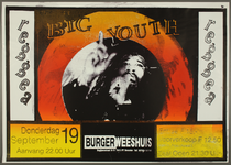 403 Aankondiging optreden van de Jamaicaanse dj Big Youth.Muziekstijl: reggae.Entree: F.15,- (voorverkoop 12,50)., 1991-09-19