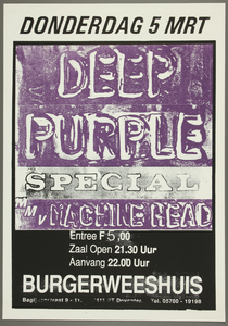 436 Deep Purple special m.m.v. de Amerikaanse metalband Machine Head.Entree: F.5,-.Aantal bezoekers: 123, 1992-03-05