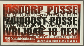 523 Aankondiging optreden van de Amsterdamse band Osdorp Posse in De Onderdoorgang , muziekstijl: Hip hop, ...