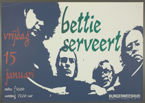 541 Aankondiging optreden van de Nederlandse alternatieve rockgroep Betty Serveert.De naam verwijst naar de Nederlandse ...