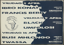 567 Afrika Festival.Midden en zuidelijk Afrika in beeld.Optredens gedurende de maand april van de Afrikaanse bandsIbro ...