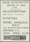 646 m.m.v. Daniel Sahuleka (workshop en solo-optreden), Etcetera. Organisatie: Deventer Popkollektief. Entree: F.2,- ...