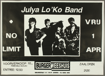 660 Aankondiging optreden Julia Loko & band, met in het voorprogramma No Limit. Juli Loko is een Nederlands zangeres ...