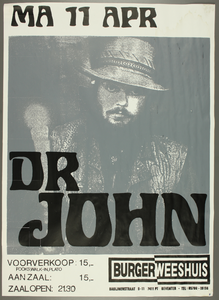 662 Aankondiging optreden van Dr. John. Muziekstijl: blues, rock, r & b., 1988-04-11