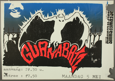 71 Aankondiging optreden van de groep Guana Batz.Entree: F.7,50, 1986-05-05