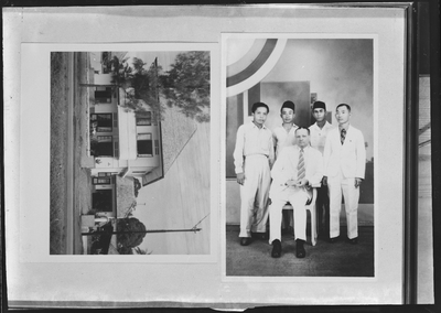 511 Indonesie - Ankersmit ; woonhuis en groepsportret, pagina uit album. Reproductie., 1951-01-01
