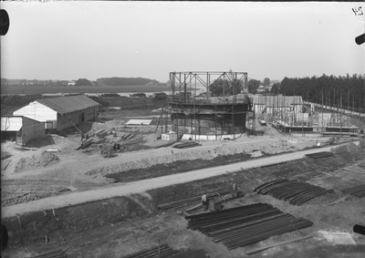 722 Gasfabriek. Algemeen overzicht bouwterrein vanaf grote gashouder., 1909-09-10