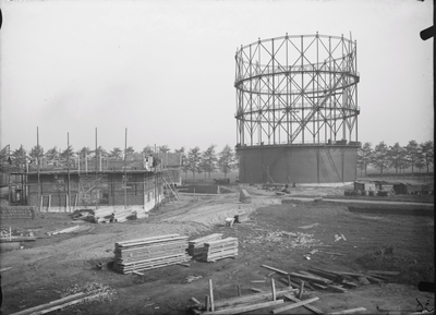 734 Gasfabriek in aanbouw. Algemeen overzicht., 1909-10-26