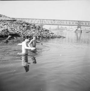 3836 Kapjeswelle. Zwemmers in de IJssel., 1960-01-01