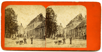 4456 Stereofoto met opname van de Graaf van Burenstraat in Deventer, 1870