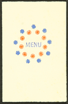 109 MenuOrigineel ontwerp (2 van 4) van Piet Smeele, motief in blauwe en rode stippen