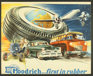173 B.F. Goodrich...first in rubberKalendervoorblad, zonder kalenderblok, ontwerp van Piet Smeele; met tractor, auto, ...