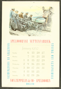 177 Apeldoornse Nettenfabriek Visnetten en visgarens Von Zeppelin & Co., ApeldoornKalender 1952 (engelstalig), met ...
