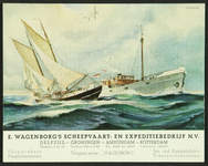 18 E. Wagenborgs Scheepvaart- en Expeditiebedrijf N.V. Delfzijl-Groningen-Amsterdam-RotterdamVloeiblad ongebruikt, met ...