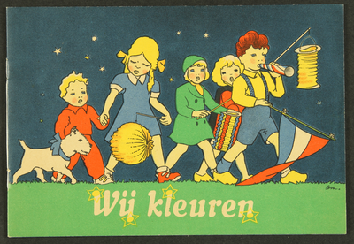 181 Wij kleurenKleurboek, omslag en illustraties met spelende kinderen door Piet Smeele; aantal tekeningen is als ...