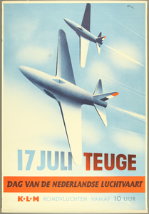 320 Affiche voor de dag van de Nederlandse Luchtvaart. KLM rondvluchten vanaf 10 uur, 1950-01-01
