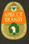 48 Eerste kwaliteit dubbele likeur Apricot BrandyEtiket voor fles drank van distilleerderij Wed. G. Ganzeboom, Deventer ...