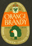 49 Eerste kwaliteit dubbele likeur Orange BrandyEtiket voor fles drank van distilleerderij Wed. G. Ganzeboom, Deventer ...