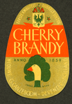 50 Eerste kwaliteit dubbele likeur Cherry BrandyEtiket voor fles drank van distilleerderij Wed. G. Ganzeboom, Deventer ...