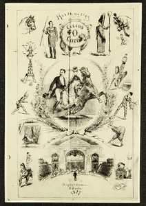 511 Reproductie van een foto: tekening genaamd Herinnering aan de opening Circus O. Carré Amsterdam 3 december 1887, ...
