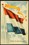 521 Ansichtkaart uit Bevrijdingsreeks, ontwerp van Piet Smeele: de Nederlandse vlag wappert in de wind. Voorgedrukte ...