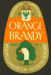 57 Eerste kwaliteit dubbele likeur Orange BrandyEtiket (groot) voor fles drank van distilleerderij Wed. G. Ganzeboom, ...