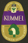63 Eerste kwaliteit dubbele likeur KummelEtiket (groot) voor fles drank van distilleerderij Wed. G. Ganzeboom, Deventer ...