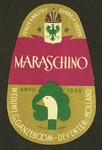 66 Eerste kwaliteit dubbele likeur MaraschinoEtiket (groot) voor fles drank van distilleerderij Wed. G. Ganzeboom, ...