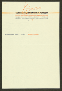 75 Bendien's Confectiefabrieken N.V. Almelo; Oxford Heren- en Kinderkleding Beva VakkledingNota onbeschreven, ontworpen ...