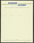 91 M. Ubbens papiergroothandel enveloppenfabriek ZutphenBriefpapier onbeschreven, ontworpen door Piet Smeele